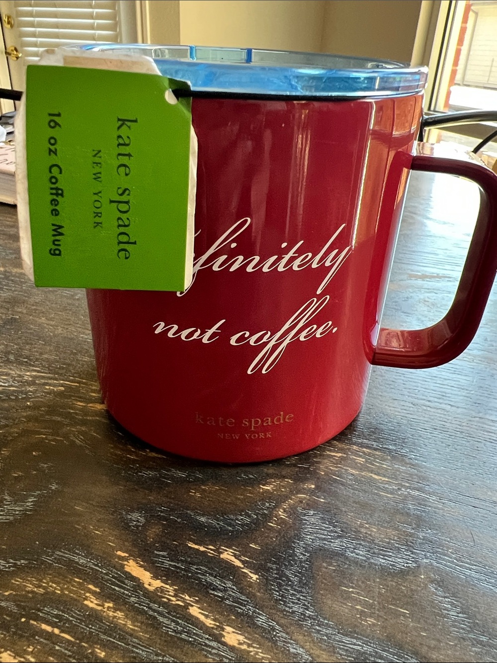 kate spade Red 'Definitely Not Coffee 16 oz Metal Travel Mug with Lid